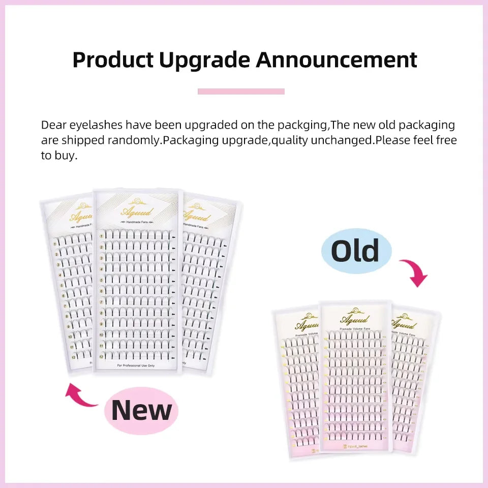 AGUUD Premade Volume Fans Lashes Short/Long Stem 3D/4D/5D/6D Russian Eyelash Extension Fans Premium Faux Mink Lash Tray Cilio