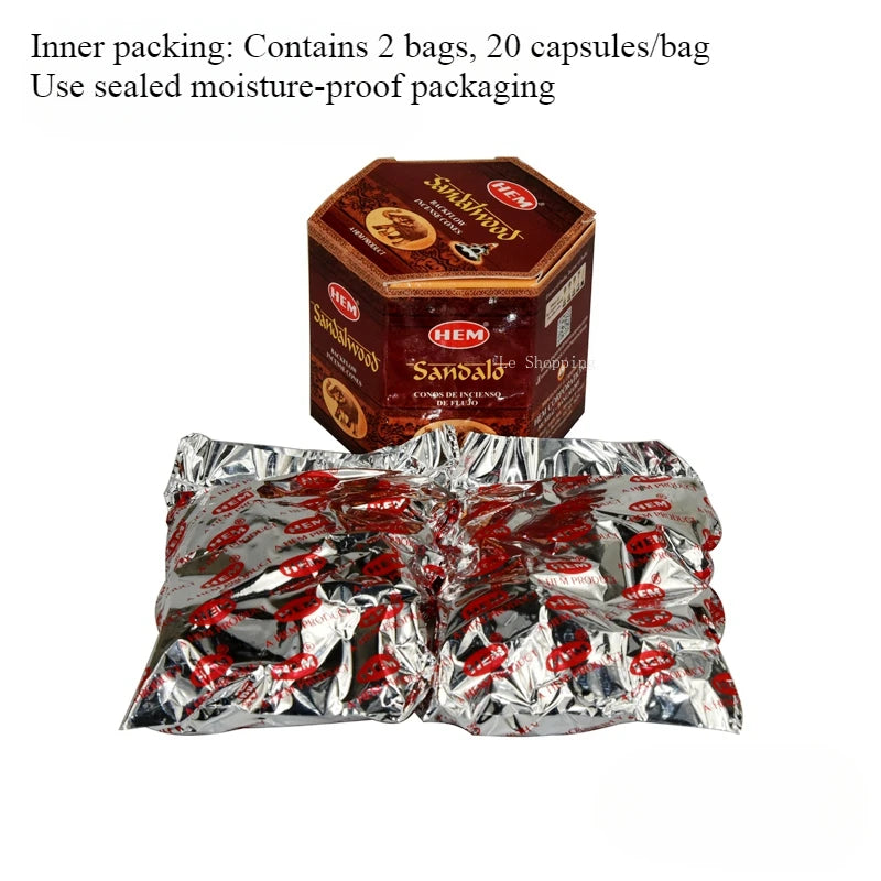 40 Grain/Box of Reverse Flow Sandalwood Agarwood Peruvian Holy Wood Home Purifying The Air Soothing The Spirit Tapered incense