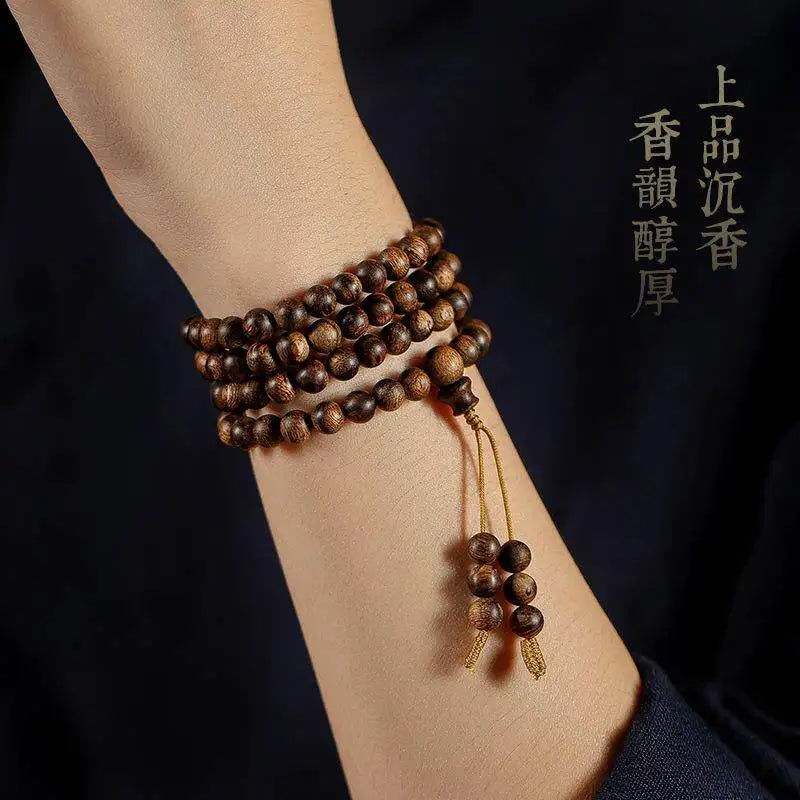 6mm 108 Beads Full Oil Agarwood Bracelet Multi Loop Mala Prayer Beads with Rich Mellow Scent 2026 Gifts