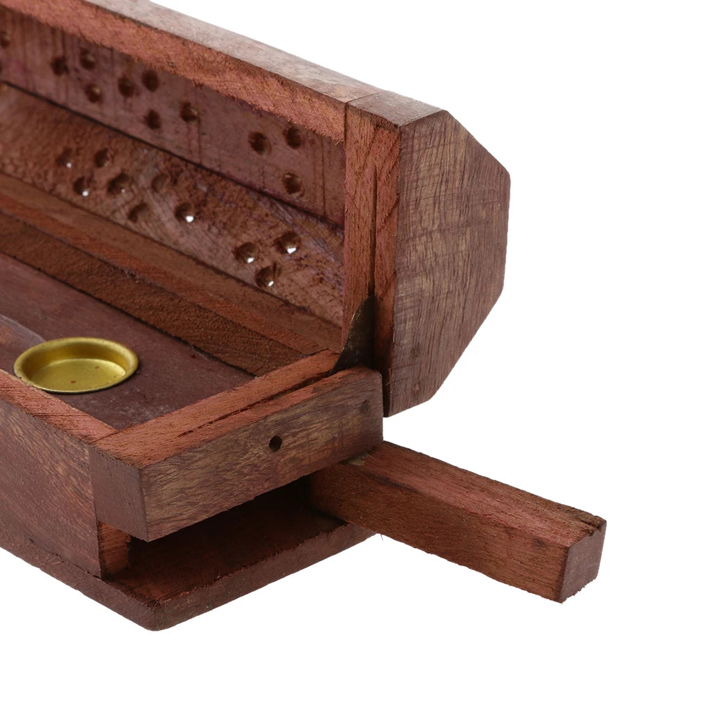 Wooden Incense Holder Insence Insense Burner Ash Catcher Traditional Hollow Out Incense Stick & Cone Ash Holder Storage