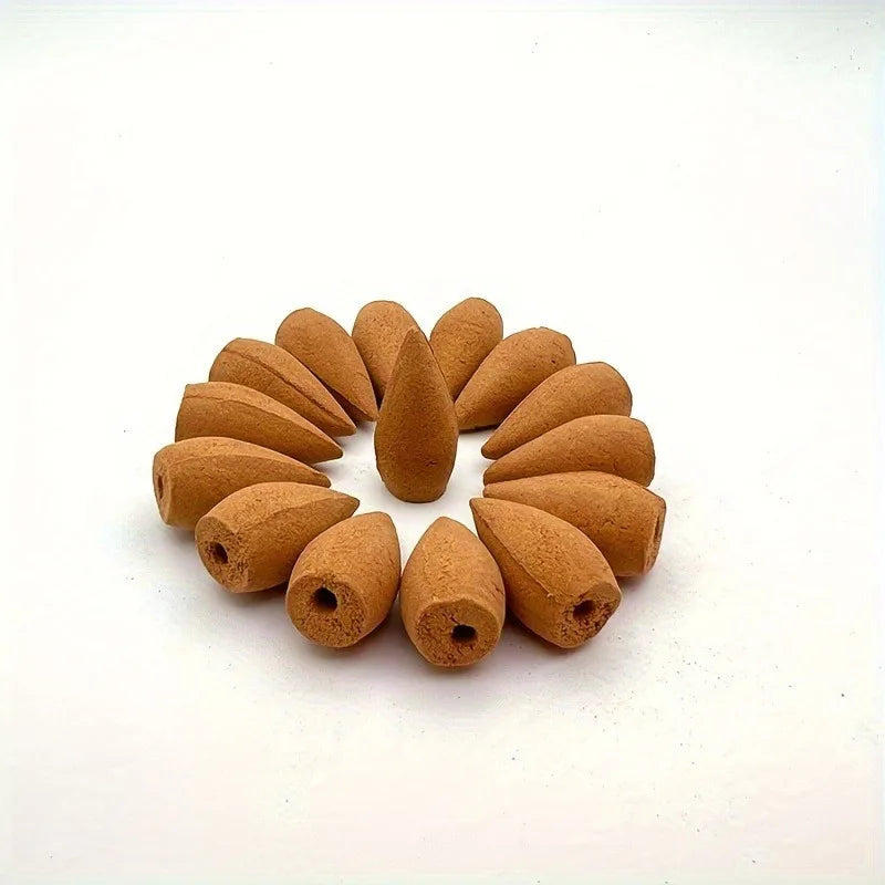 100g Natural Sandalwood Backflow Incense Cones Waterfall Burner Compatible for Home Office Cleansing Meditation Yoga