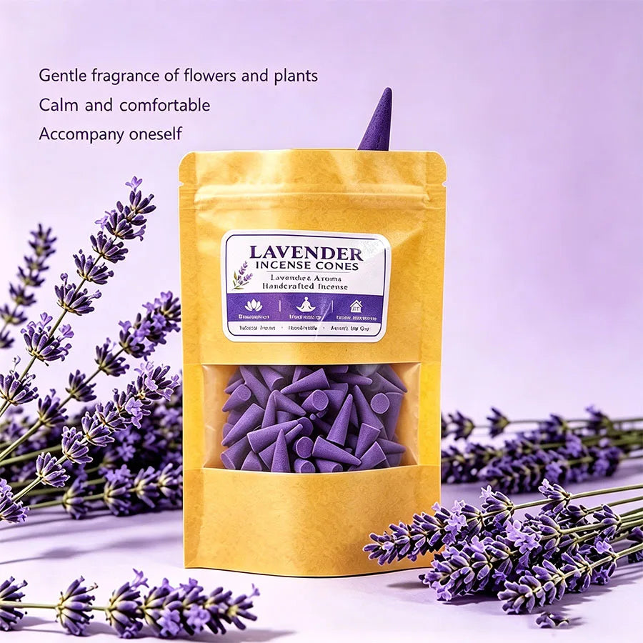 Premium lavender aromatherapy cones, traditionally handcrafted, with a gentle and sweet lavender scent, for relaxation and sleep, a comfortable home fragrance, suitable for yoga and meditation, indoor and outdoor use, and ideal for holiday gifts