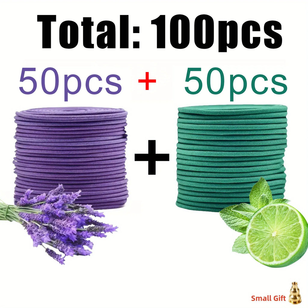 48/100 Spiral Incense Sticks with Holder, Lavender and Lemongrass Combo Pack—Yoga | Meditation | Outdoor and Home Use, Valentine's Day | Independence Day | Closed Days | Halloween | The Ideal Choice for Christmas and Other Occasions.