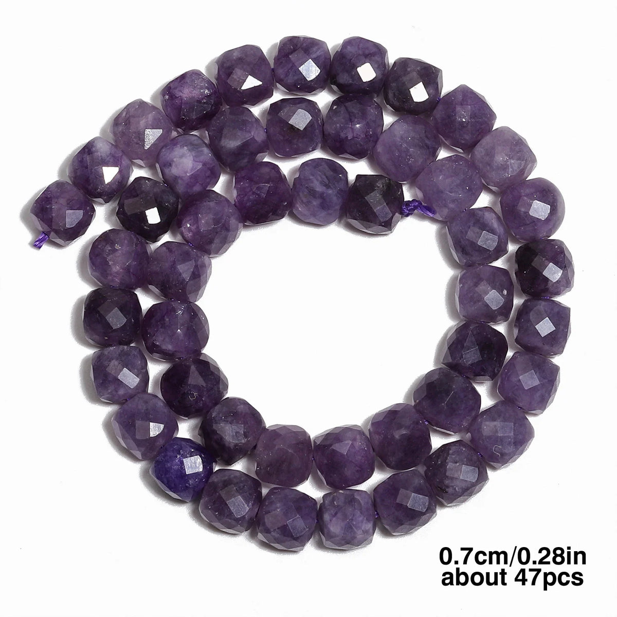 Natural Amethyst Beads 7-8mm Faceted Square Cube Loose Beads