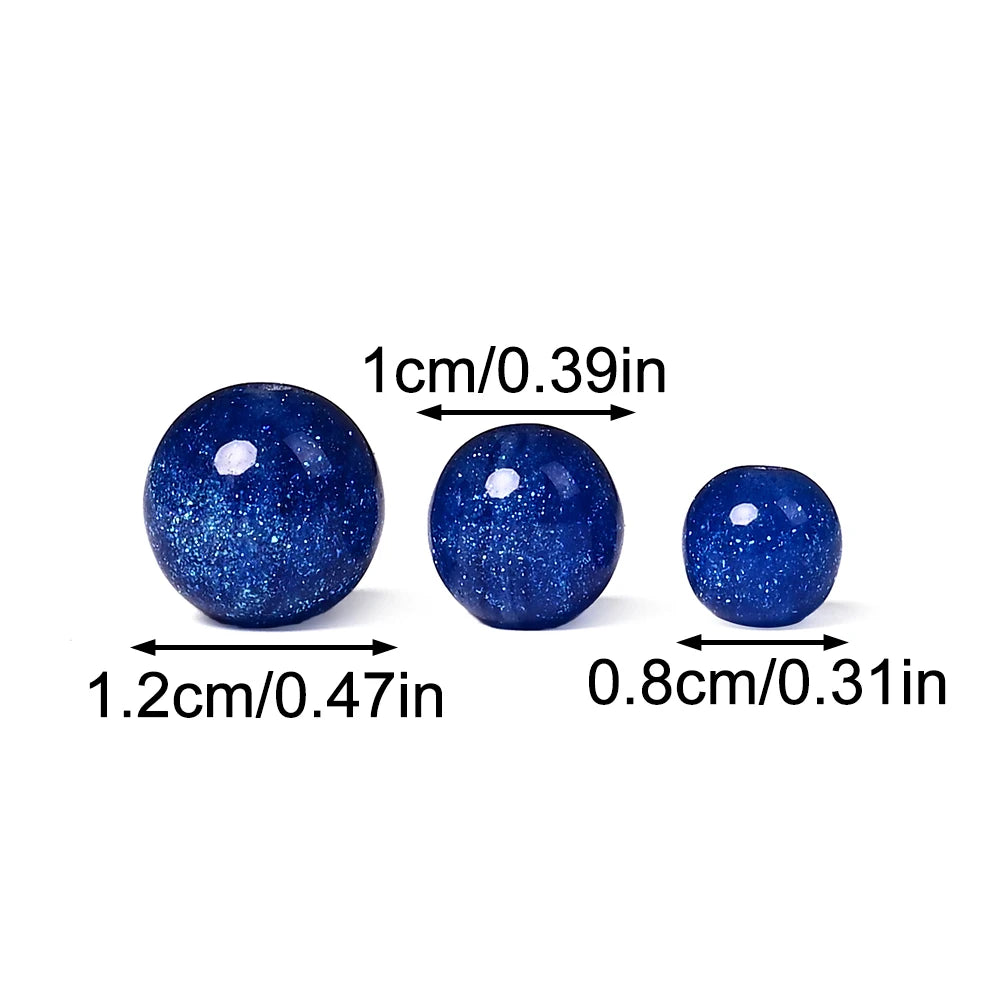 Mixed Color Glitter Resin Round Beads 8/10/12mm Sparkling Solid Loose Beads For DIY Bracelet Necklace Jewelry Making