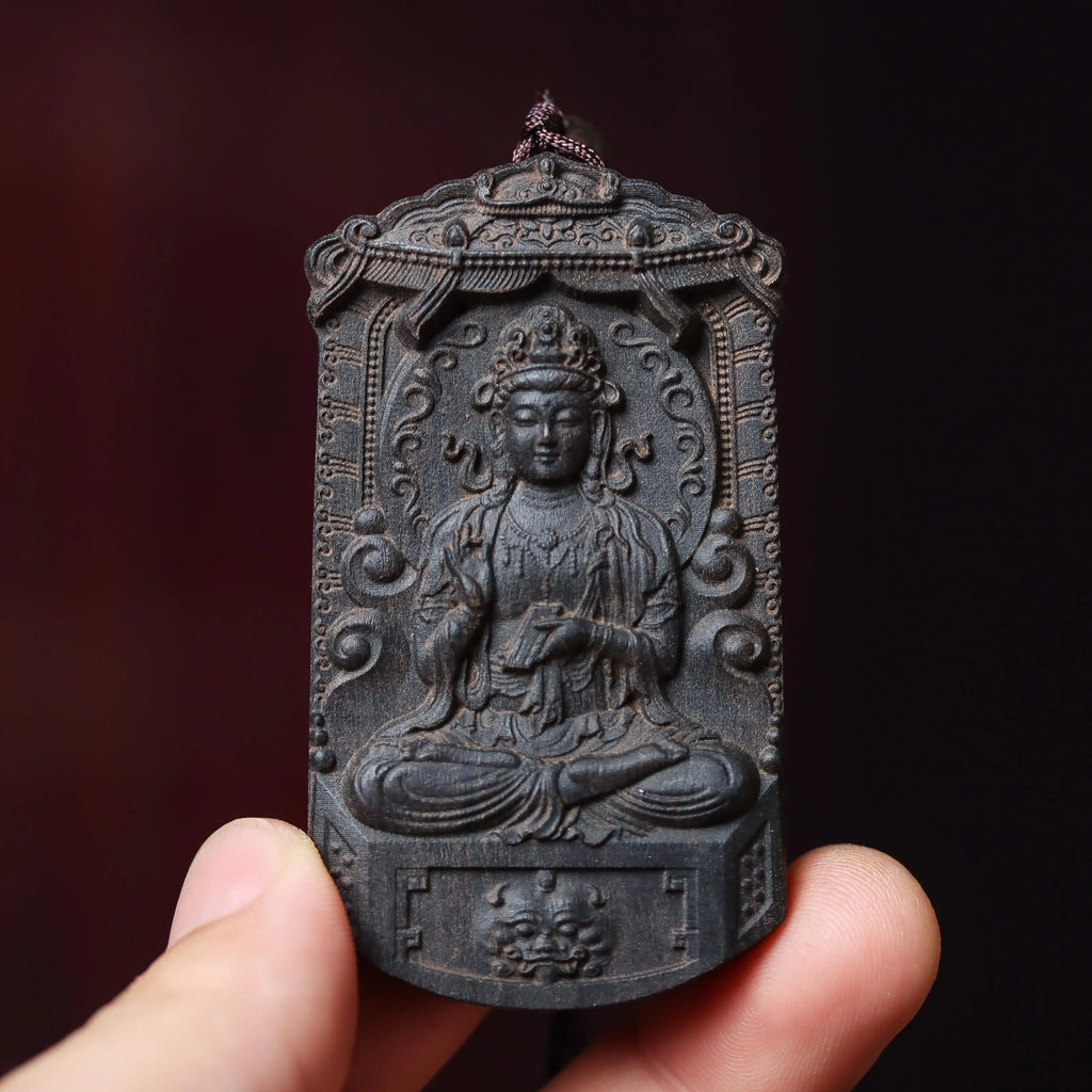 Wooden Zodiac Buddha Pendant Vintage Style