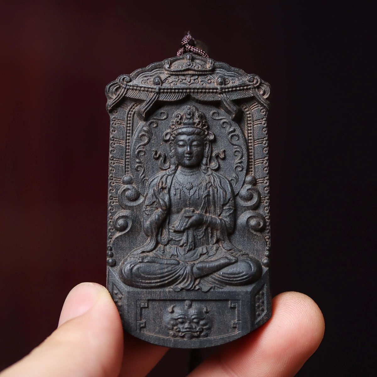 Wooden Zodiac Buddha Pendant Vintage Style