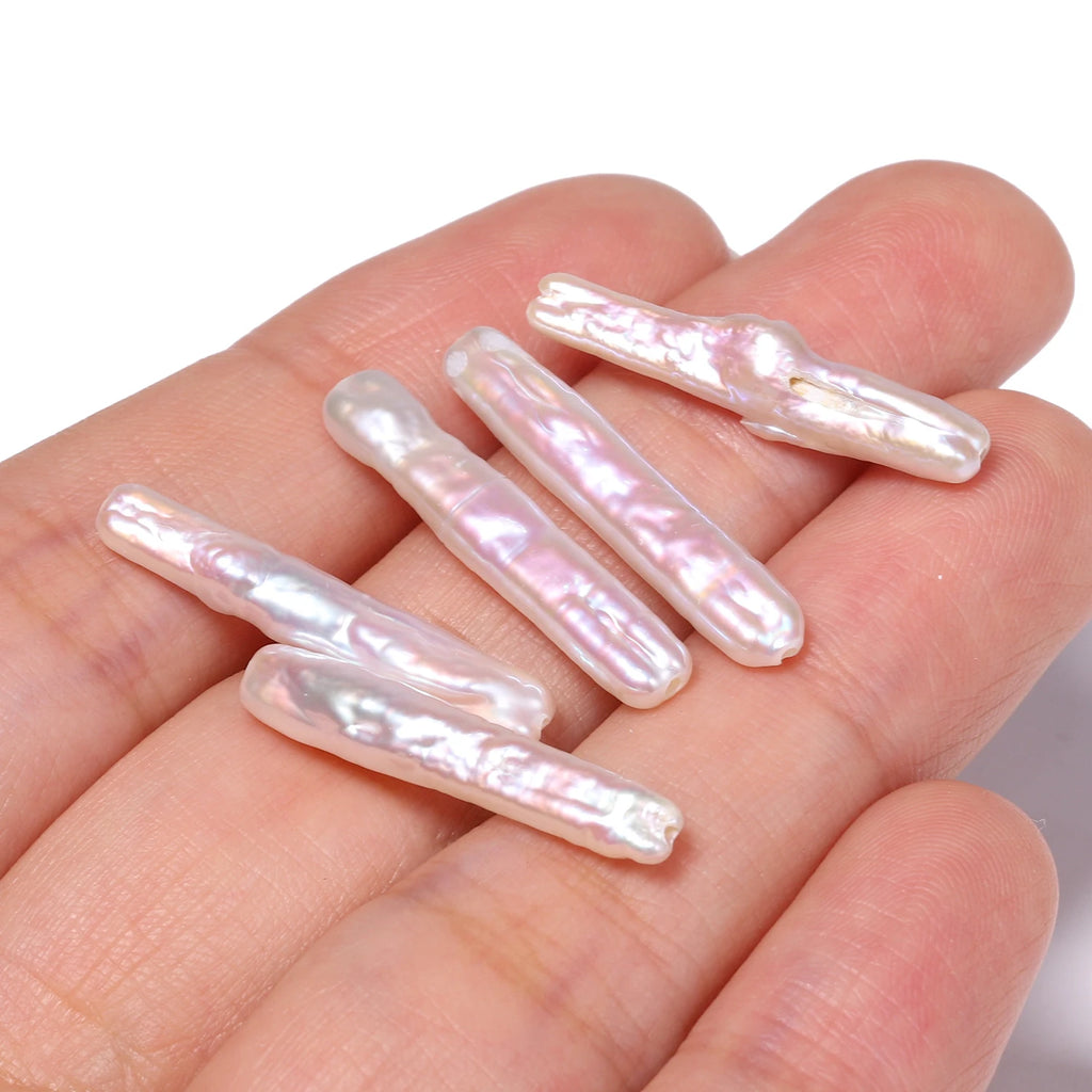25mm Baroque Natural Pearl Tube Irregular Cylindrical Loose Beads for Jewelry Charms Making DIY Bracelet Necklace Accessories