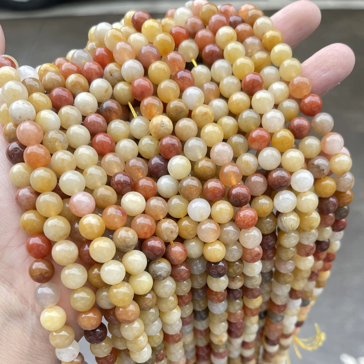 4-12mm Natural Stone Golden Silk Jade Beads Round Loose Spacer Bead for Jewelry Making DIY Necklace Bracelet Accessories 15"