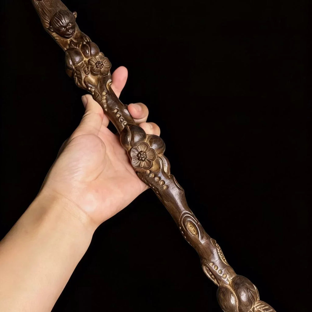 Hand-Carved Premium Agarwood Monkey Back Scratcher 40cm Traditional Wood Body Massager for Home Decor Zen Health Collection