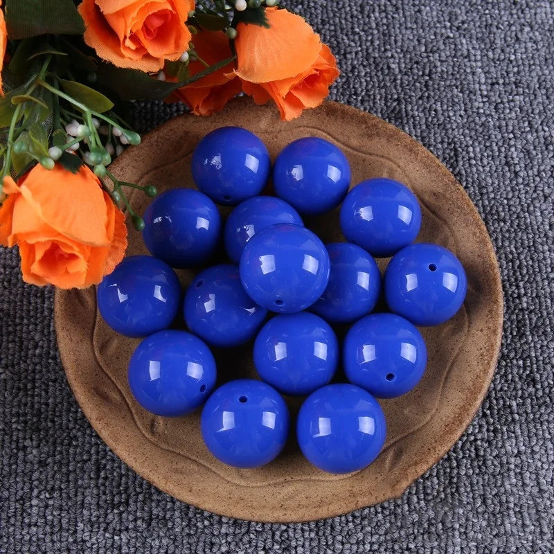 30mm Round Acrylic Beads 26 Colors 5pcs Lot