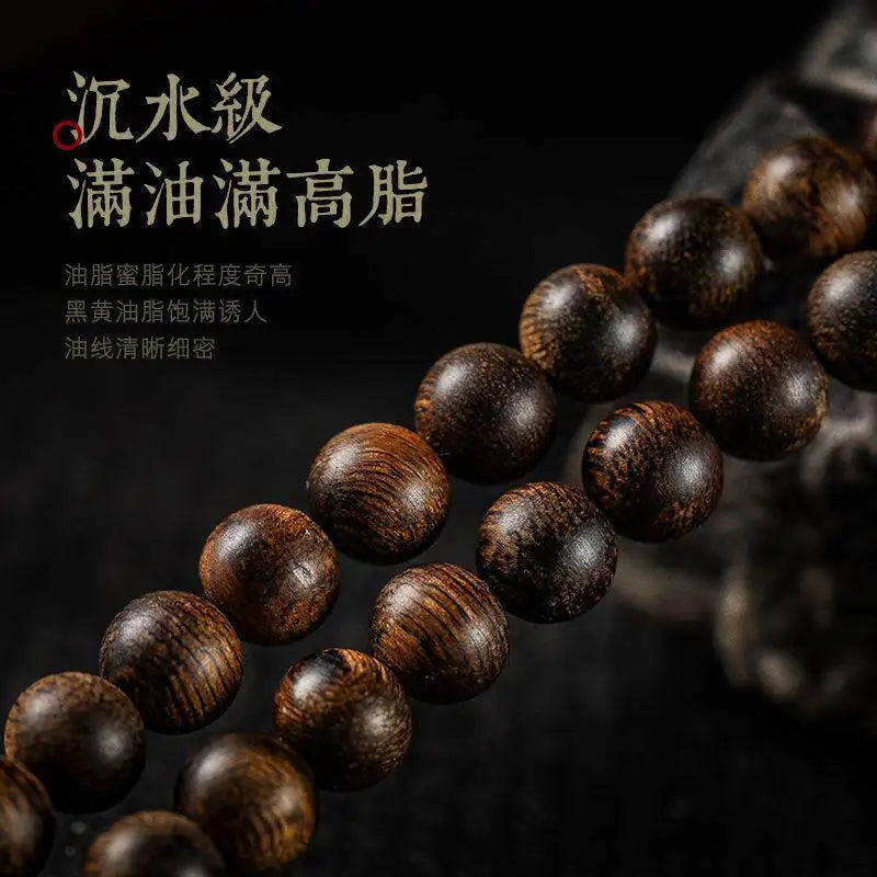6mm 108 Beads Full Oil Agarwood Bracelet Multi Loop Mala Prayer Beads with Rich Mellow Scent 2026 Gifts