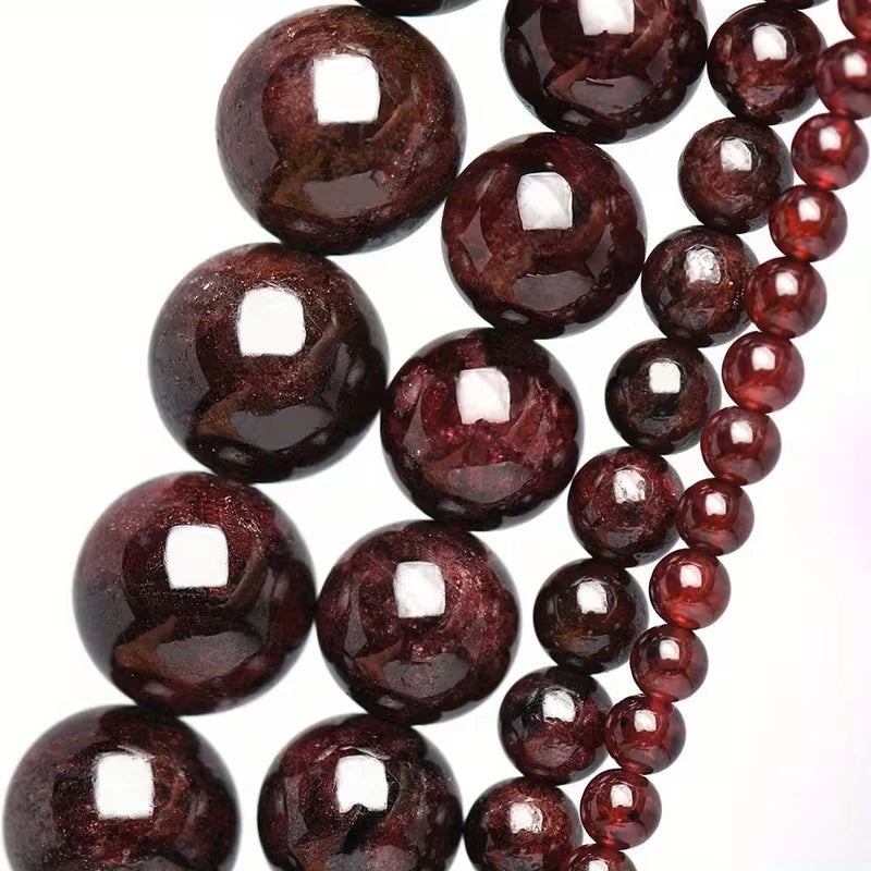 4/6/8/10/12mm Natural Red Garnet Stone Beads Round Loose Spacer Bead For Jewelry Making DIY Bracelet Necklace Charms Accessories - AliExpress