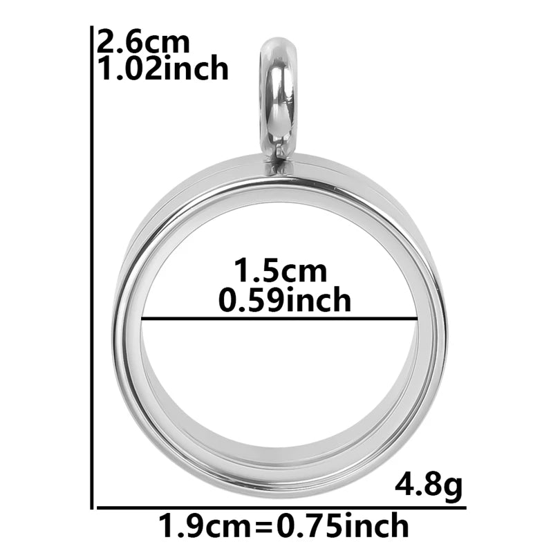 1Pc Stainless Steel Round Memorial Cremation Ashes Coin Bezel Locket Pendant Openable Glass Floating Relicario Colgantes Jewelry