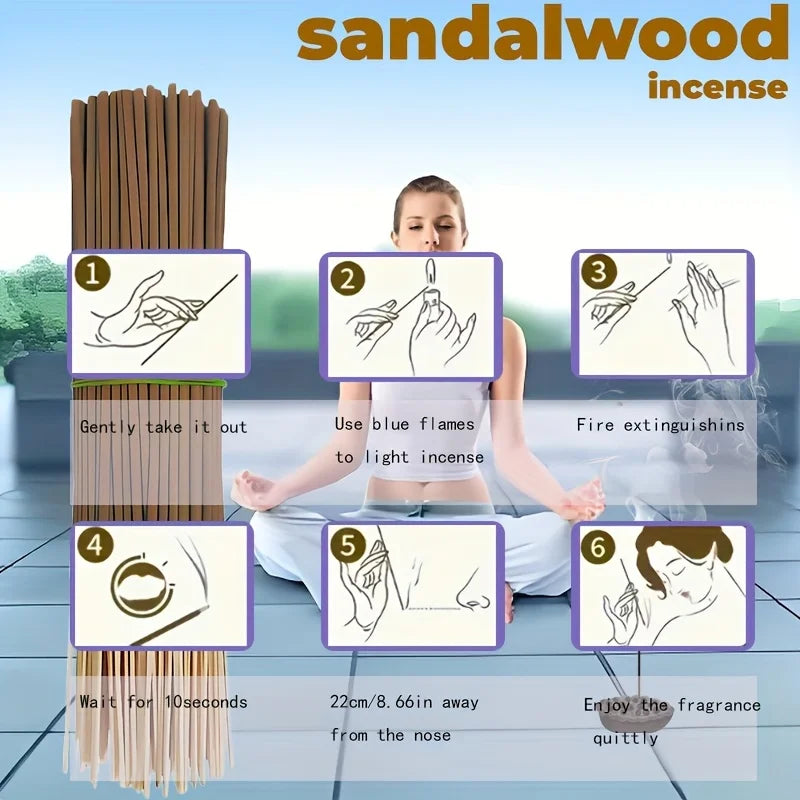 23/45/148/348Pcs Sandalwood Sticks Palo Santo Long-Lasting Fragrance Suitable for Yoga and Meditation Suitable for Outdoor Use Home Bedroom Kitchen Bathroom Courtyard Tea Room Office Hotel Etc. Suitable for Relaxing the Mind Relieving Stress Holiday Gifts