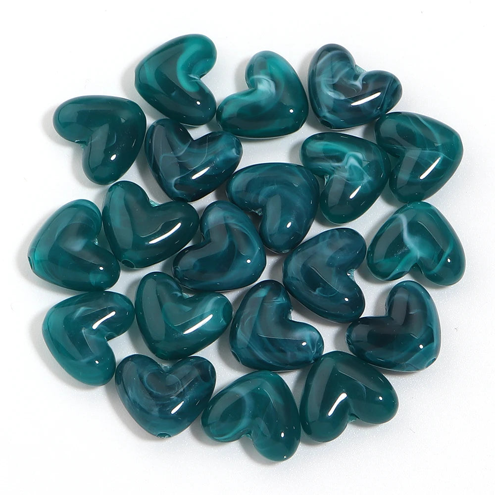20Pcs Imitation Stone Heart Shape Acrylic Beads Dual Color Loose Bead For Jewelry Making DIY Charms Bracelet Necklace Accessorie