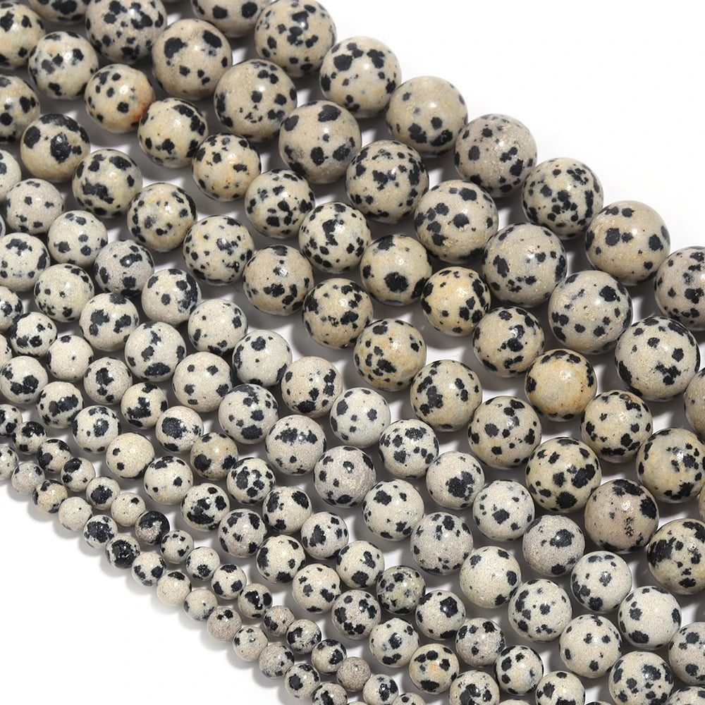 4 6 8 10 12mm Natural Dalmatian Jasper Beads Round Loose Spacer Stone Beads For Jewelry Making DIY Necklace Bracelet Accessories