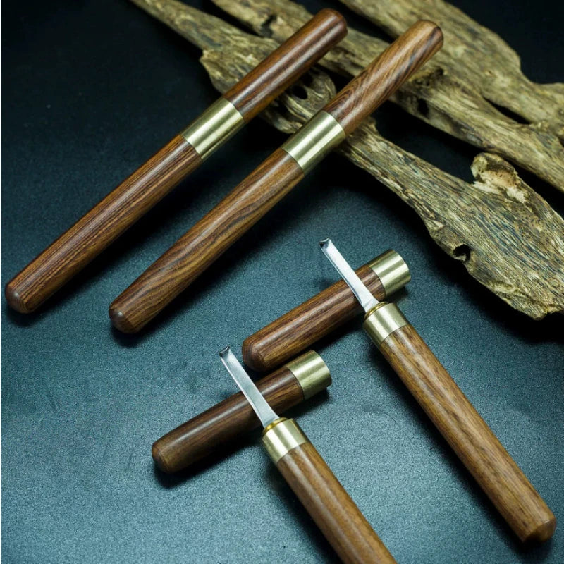 Agarwood Hook Knife Solid Wood Handle Fine Steel Knife Head Hook Wire Scraper Powder Cutting and Digging Spice Incense Tool
