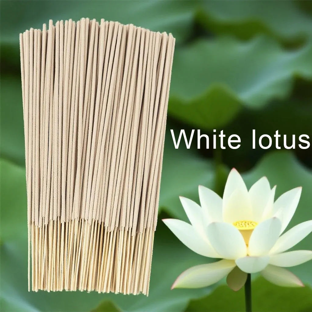High-Quality Off-White 8.7-Inch White Lotus Incense Sticks, Made from Natural Materials, with a Lotus Scent. White Lotus Symbolizes Holiness, Divinity, and Cleanliness Essential Bamboo Stick Incense for Home