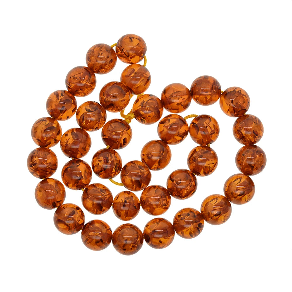 10mm Round Resin Amber Snowflake Beads for Jewelry DIY