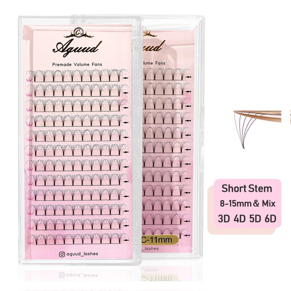 AGUUD Short Stem 3D-6D Premade Volume Fan Lashes