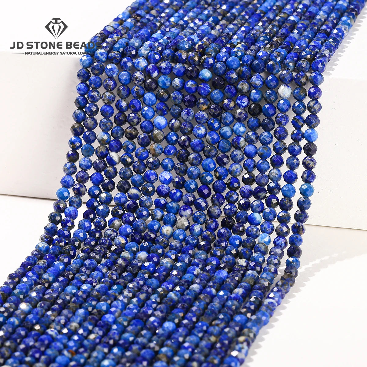 2 3 4mm Faceted Natural Lapis Lazuli Beads Round Loose Spacer Tiny Bead for Jewelry Making DIY Necklace Bracelet Accessory 15"
