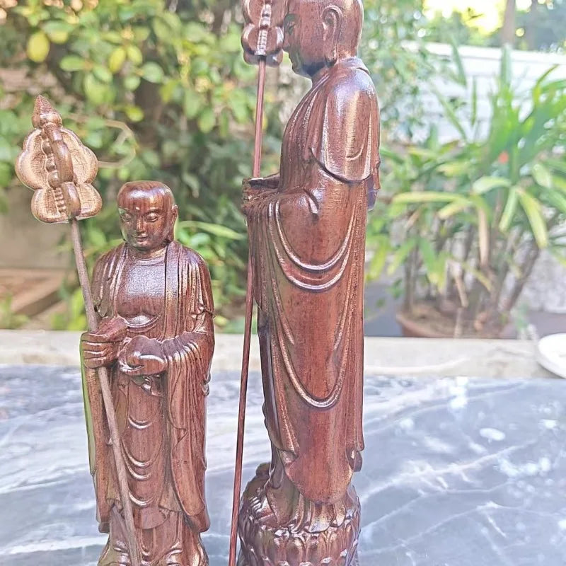 Hand-Carved Premium Agarwood Ksitigarbha Bodhisattva Statue - Traditional Wood Buddha Figurine for Home Altar Temple Decor