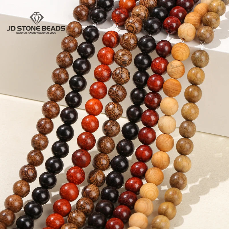 1 Strand Natural Wooden Bead Green Sandalwood Bead Round Loose Spacer Bead for Jewelry Making DIY Bracelet Necklace Accessory