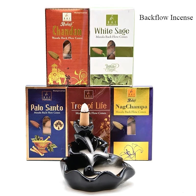 India NAGCHAMPA Backflow Incense Peruvian Sacred Wood agilawood Indoor Office Tea Room Viewing Smoke Purify The Air Cone Incense
