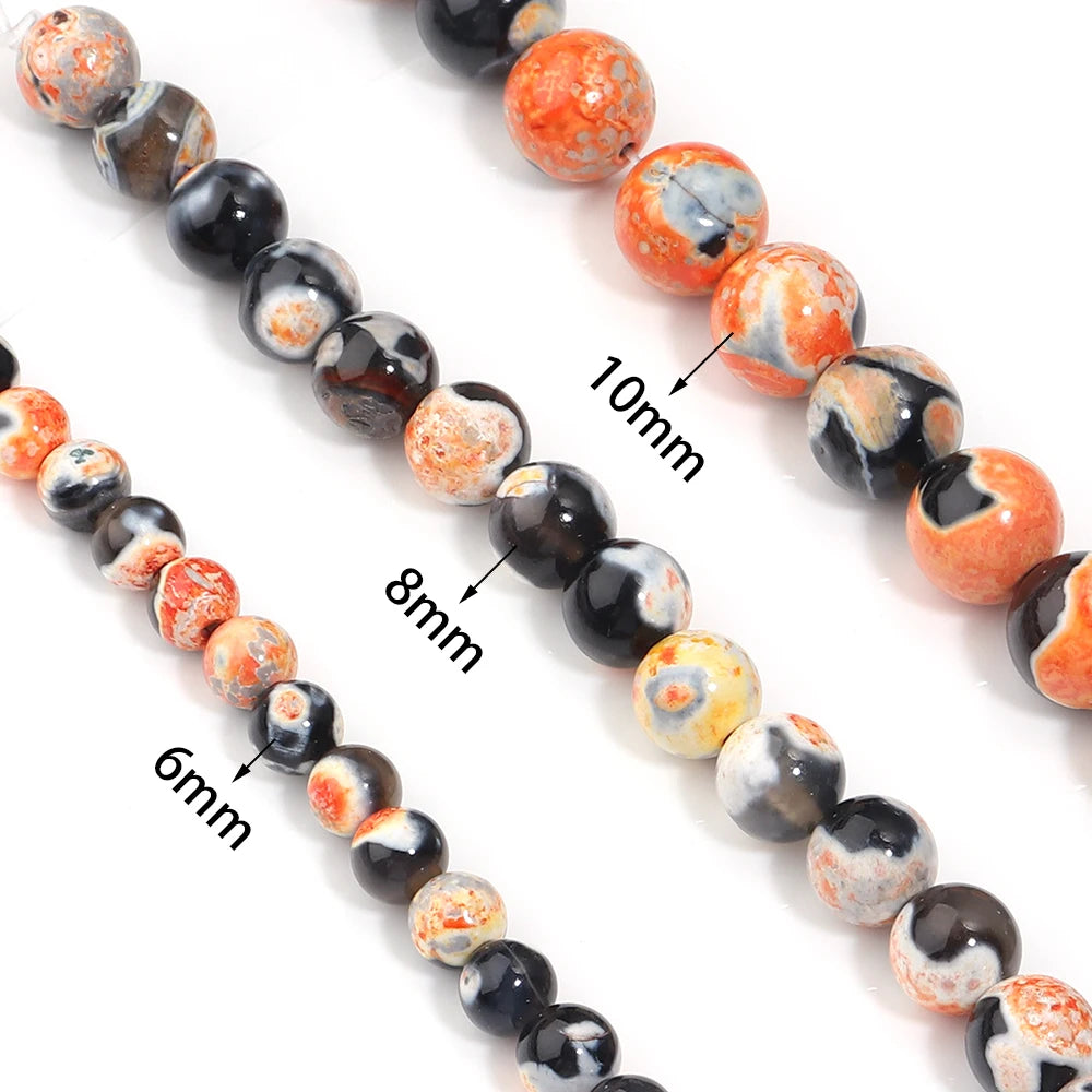 6 8 10mm Natural Stone Orange Fire Agate Beads Round Loose Spacer Beads For Jewelry Making DIY Bracelets Necklace Accessories