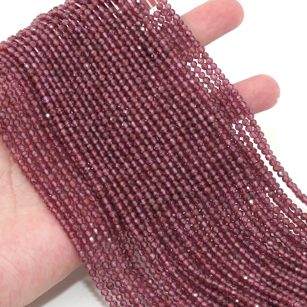 Natural Ceylon Pink-Purple Garnet Faceted Round Beads 3mm-3.2mm