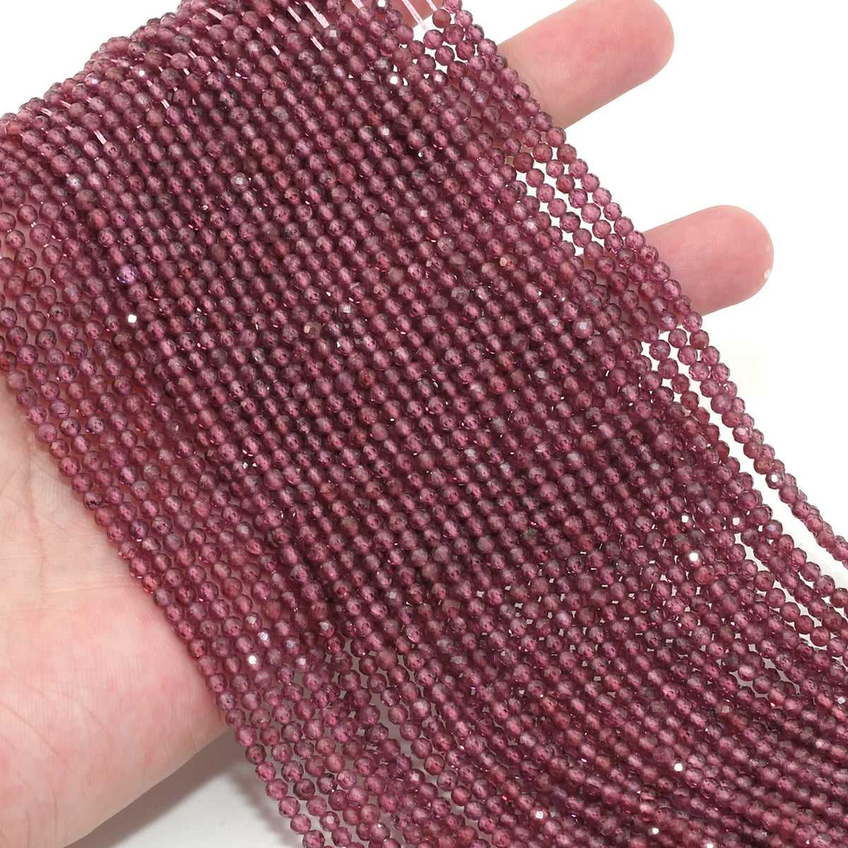 Natural Ceylon Pink-Purple Garnet Faceted Round Beads 3mm-3.2mm