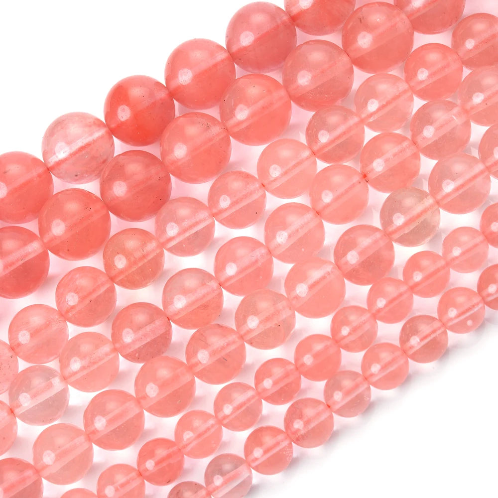 Natural Stone Beads Pink Red Series Coral Turquoises Garnet Jades Sun Stone Loose Beads for Jewelry Making DIY Bracelet 4-12mm