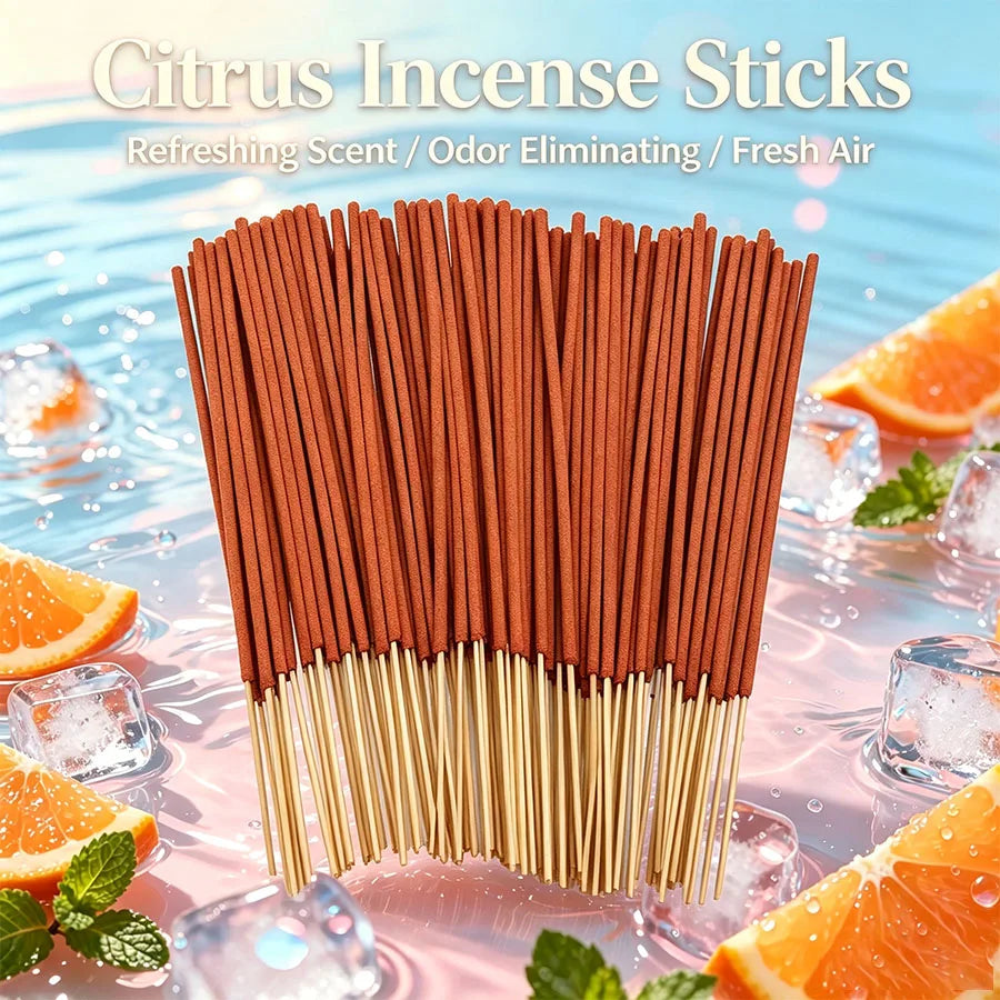 Citrus-Scented Incense Sticks, 22.0cm - Long-Lasting Fragrance, Natural Wood Scent, Suitable for Yoga, Meditation, Relaxation, and Sleep Aid - Perfect for Home Decor, Hotels, and Spas