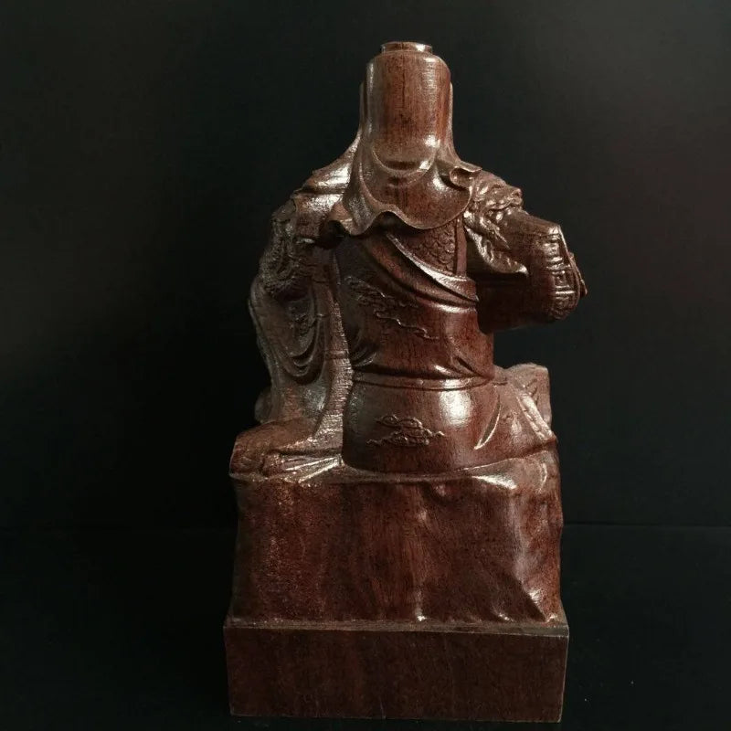 Hand-Carved Agarwood Guan Yu Statue 8.7 Feng Shui Decor