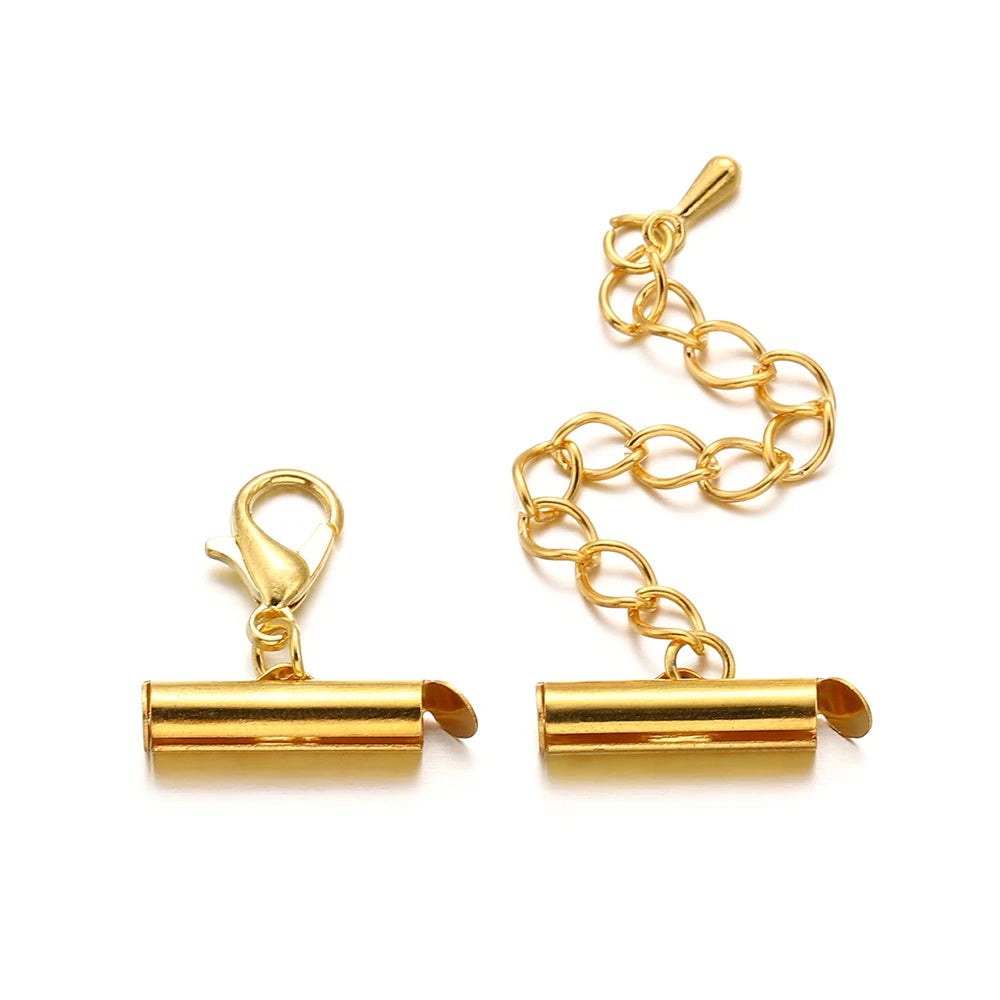 10Set 10-40mm Metal Bracelet End Connectors Slide Clasp Extending Lobster Clasps Slide Hook Tail Chain For DIY Jewelry Making