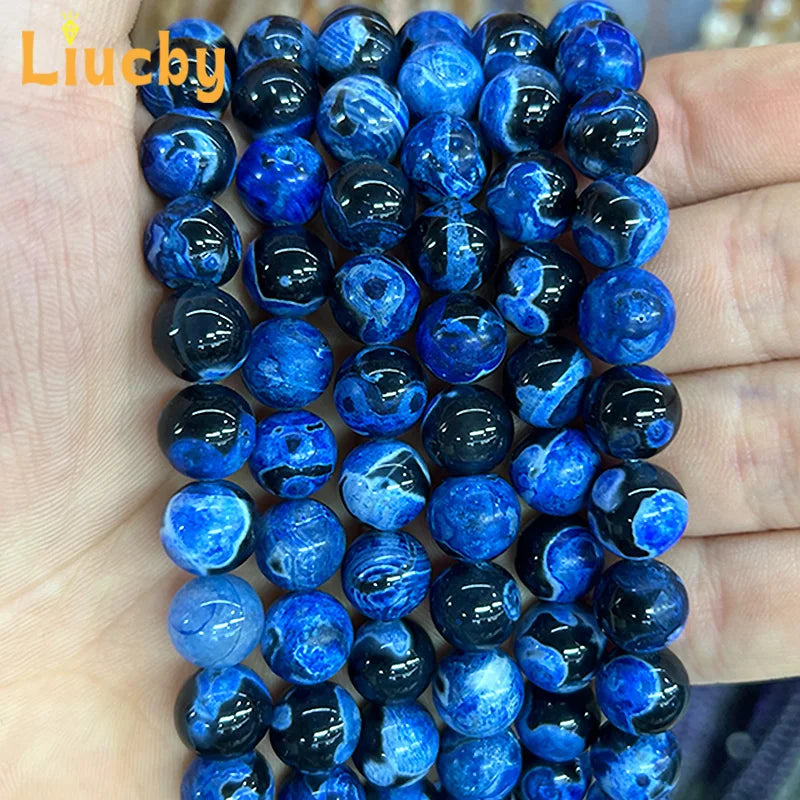 Dark Blue Fire Agate Beads 6-10mm for DIY Jewelry