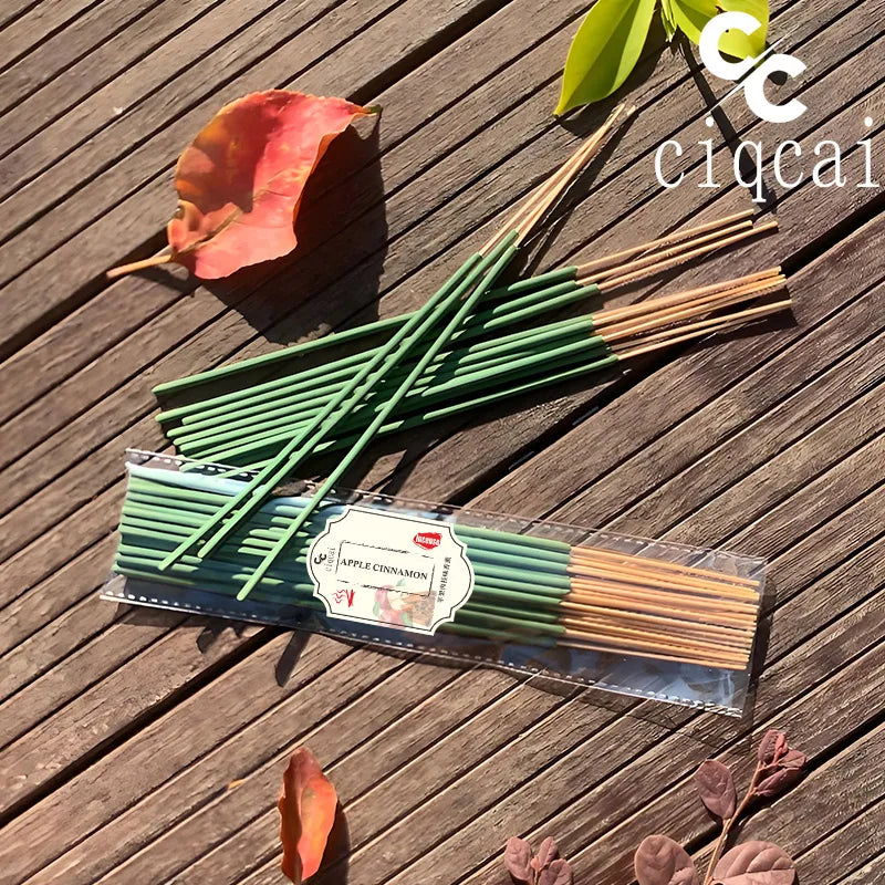 Apple Cinnamon Scented Premium Incense Sticks, 12cm / 4.72inch Natural Aromatherapy Incense Sticks, Made Purely by Hand from Apple and Cinnamon Fragrant Powder, with a Strong and Long-Lasting Scent, Refreshing and Invigorating, Purifying the Air, Suitable