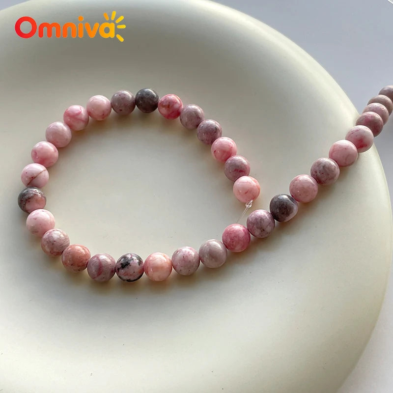 DIY Woman keychain Accessories Handstring Natural Stone Pink Zebra Smooth Beads For Jewelry Making 15'' Wholesale 4/6/8/10/12MM