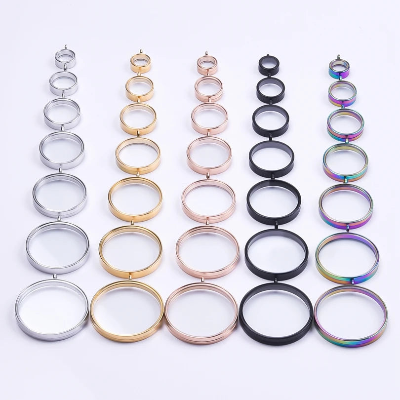 1Pc Stainless Steel Round Memorial Cremation Ashes Coin Bezel Locket Pendant Openable Glass Floating Relicario Colgantes Jewelry