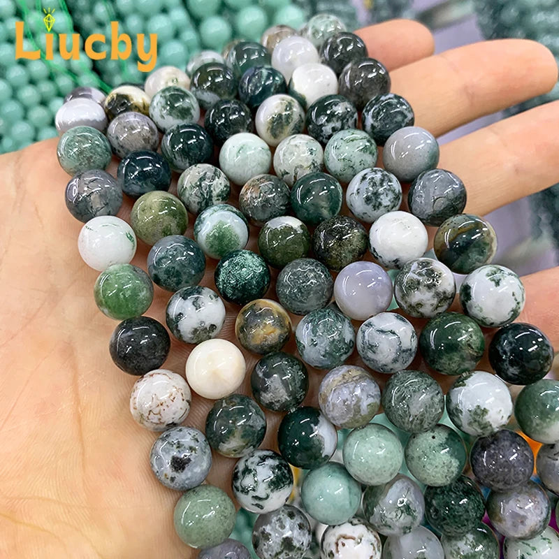 Natural White Tree Patterned Agate Beads 10mm 36pcs