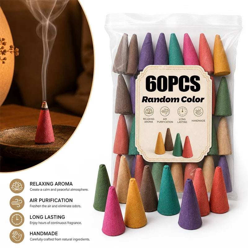 Scented Incense Cones Deodorization Natural Scents Cones for Office Home Anxiety Relief Fragrance Incense Cones Air Refresh Unit