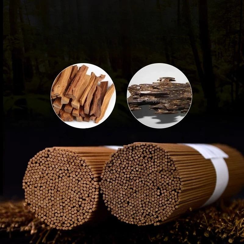 27cm Natural Incense Sticks Agarwood and Sandalwood Guanyin God of Wealth Temple Worship Buddha Offering Blessings Joss Stick