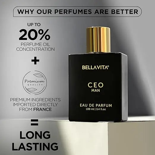 Bella Vita Luxury CEO MAN Eau De Parfum Perfume for Men with Lemon, Lavender, Tonka & Agarwood|Woody & Spicy Long Lasting EDP Fragrance Scent, 100 Ml