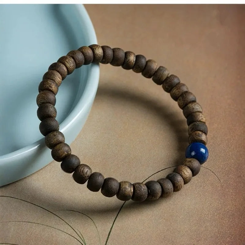 Natural Yingge Qi Nan Agarwood Bracelet Straight Cut Buddhist Bead Bracelet for Men and Women Valentine's Day Gifts