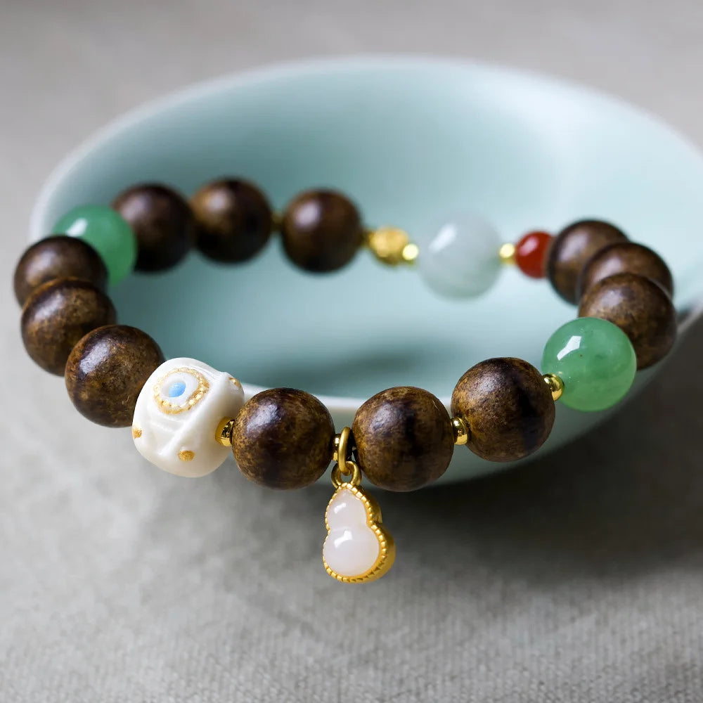 2026 New Fall First Grade Butter Agarwood Bracelet Chinese Style Devil's Eye Wristlet for Collectors Gifts