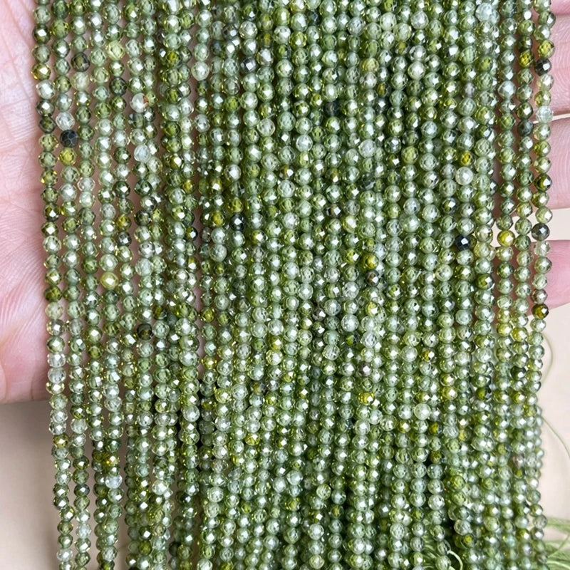 2 3 4mm Faceted Zircon Cubic Natural Stone Round Loose Beads For Making Women DIY Bracelet Necklace Jewelry Accessories Supplies