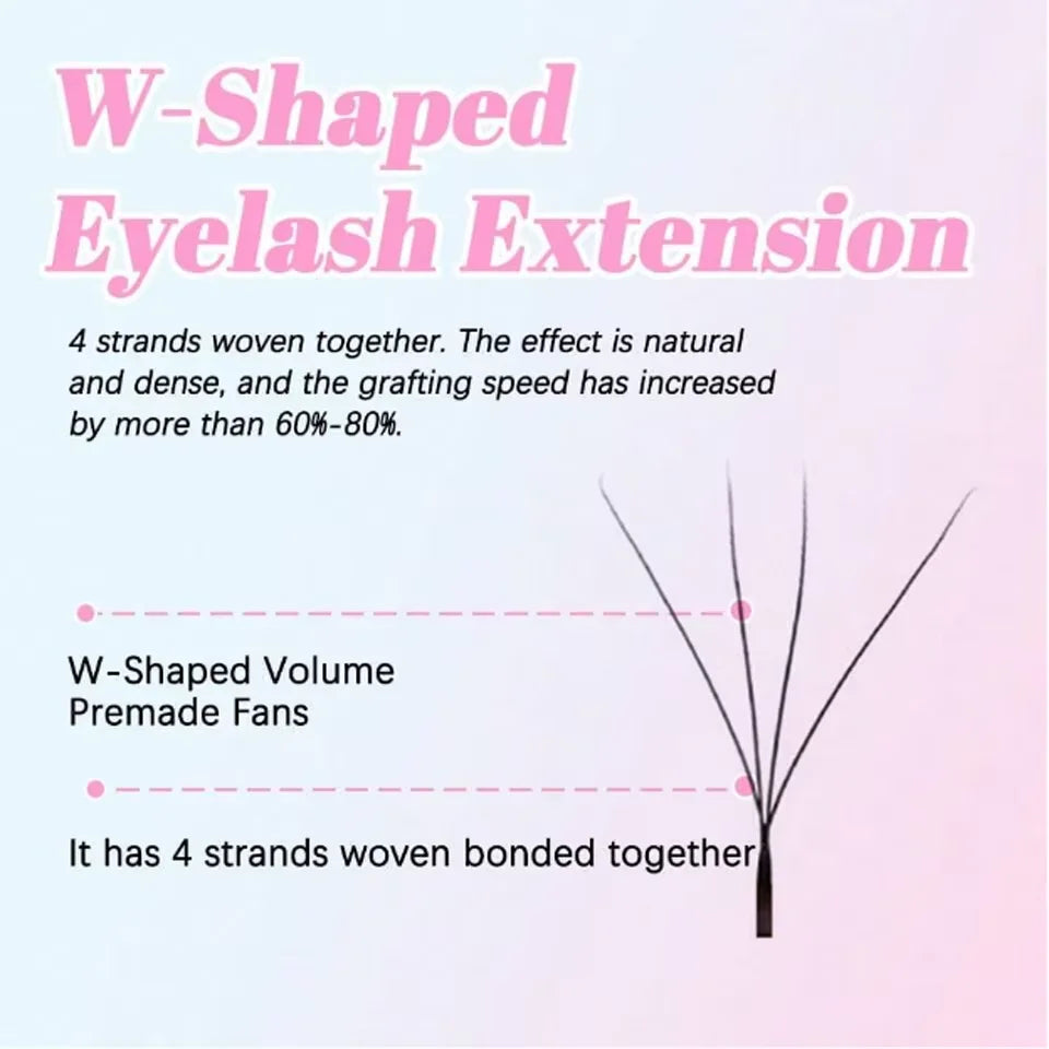 AGUUD 4D W Shape False Eyelashes Natural Volume Fans