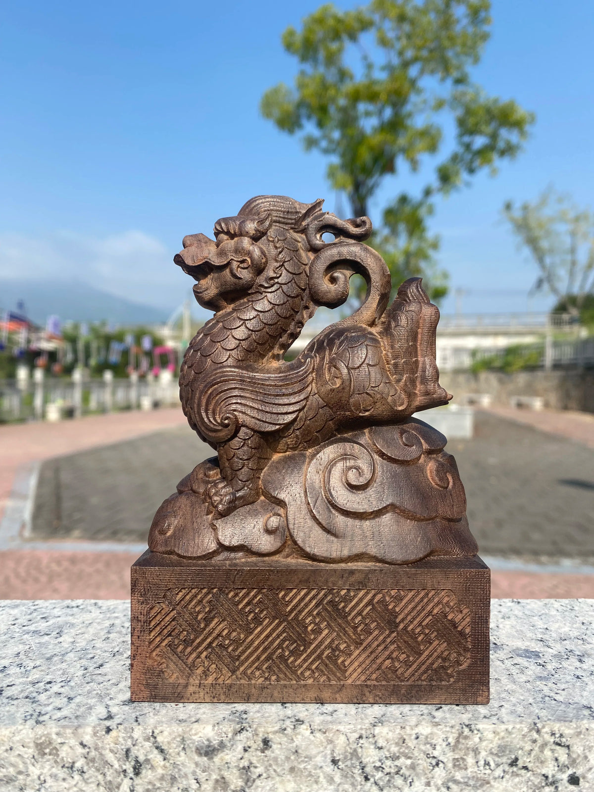 Hand-Carved Agarwood Four Holy Beasts Statue 5.5 Feng Shui Decor