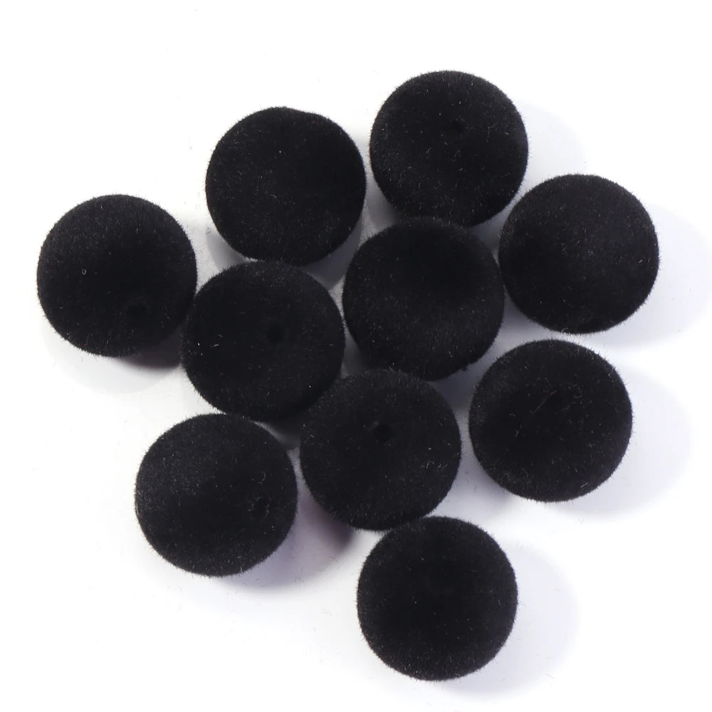 16mm Colorful Acrylic Flocking Velvet Ball Beads 10pcs